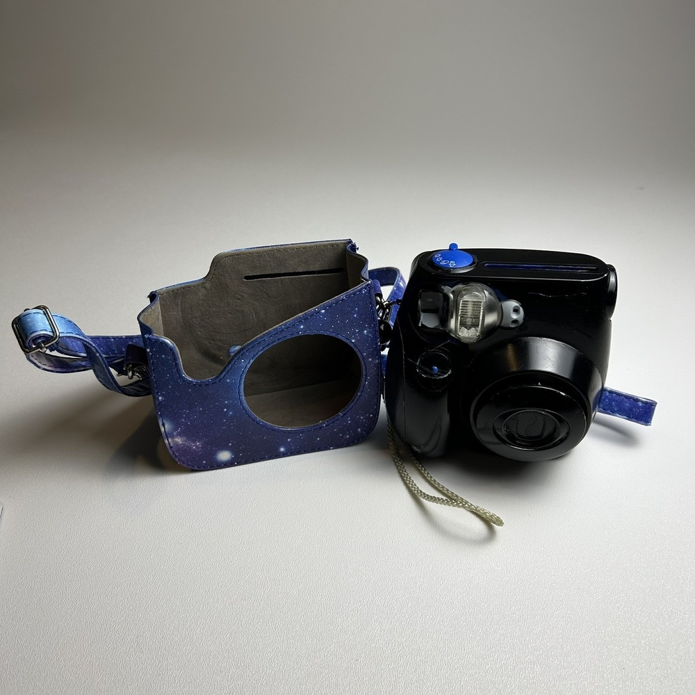 Fujifilm Instax Mini Instant Film Camera Black Blue Galaxy Carrying Case*